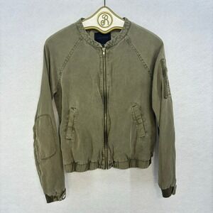 Sanctuary Utility Bomber Jacket XS Olive Green Full Zip Lightweight Casual‎ Coat